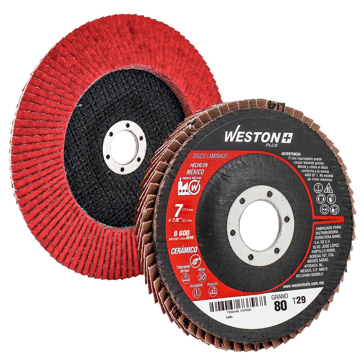 Disco Laminado Cerámico 7" Grano 80 Weston Plus | Z-13647