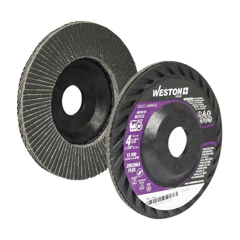 Disco Laminado Zirconia 4-1/2" Grano 40 T27 Respaldo Rígido Weston Plus | Z-13820