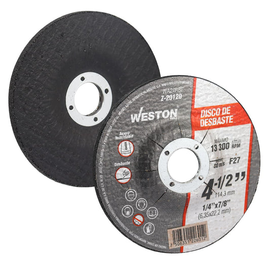DISCO D/DESBASTE P/INOX. 4-1/2" x 1/4"(6.35) x 7/8" F27 (Emp. c/5 Pzas - Precio x Pza) Z-20120