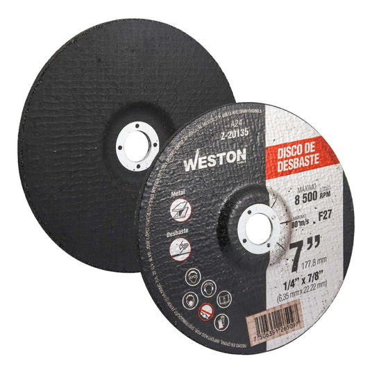 DISCO D/DESBASTE P/METAL 7" x 1/4"(6.35) x 7/8" F27 (Emp. c/5 Pzas - Precio x Pza) Z-20135