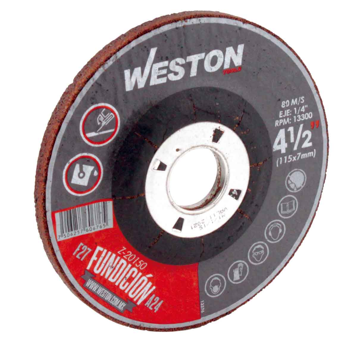 DISCO D/DESBASTE P/FUNDICIÓN 4-1/2" x 1/4"(6.35) x 7/8" F27 (Emp. c/5 Pzas - Precio x Pza) Z-20150