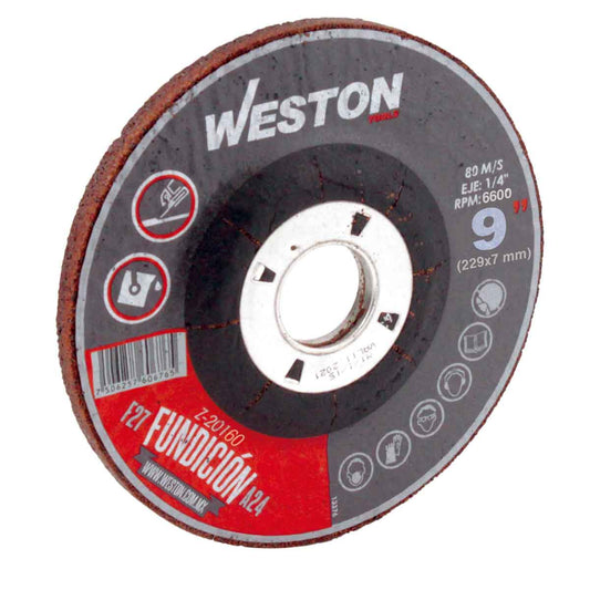 DISCO D/DESBASTE P/FUNDICIÓN 9" x 1/4"(6.35) x 7/8" F27 (Emp. c/5 Pzas - Precio x Pza) Z-20160