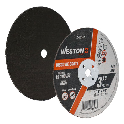 Disco de Corte para Metal 3" x 1/16"(1.58) x 1/4" F41 para Mototool