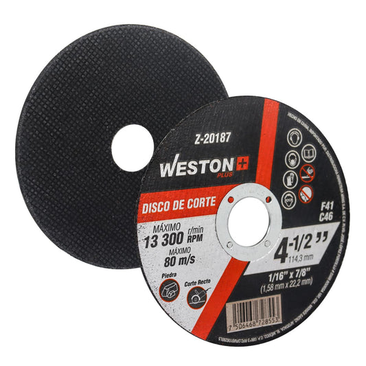 DISCO D/CORTE P/PIEDRA 4-1/2" x 1/16"(1.58) x 7/8" F41 (Emp. c/10 Pzas - Precio x Pza) Z-20187