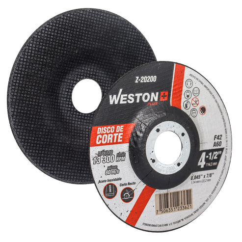 D/CORTE P/INOX. 4-1/2" x 0.045"(1.2) x 7/8" F42 (Emp. c/10 Pzas - Precio x Pza) Z-20200