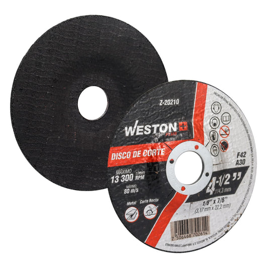 DISCO D/CORTE P/METAL 4-1/2" x 1/8"(3.17) x 7/8" F42 (Emp. c/10 Pzas - Precio x Pza) Z-20210