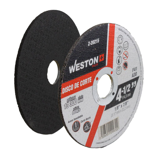 DISCO D/CORTE P/INOX. 4-1/2" x 1/8"(3.17) x 7/8" F41 (Emp. c/10 Pzas - Precio x Pza) Z-20215