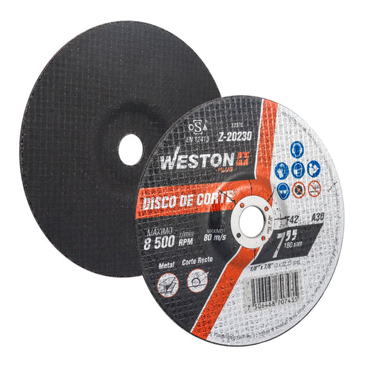 DISCO D/CORTE P/METAL 7" x 1/8"(3.17) x 7/8" F42 (Emp. c/5 Pzas - Precio x Pza) Z-20230