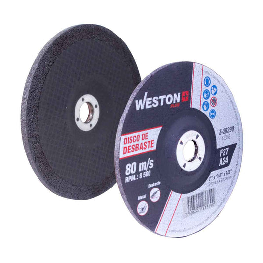 DISCO D/DESBASTE P/METAL 7" x 1/4"(6.35) x 7/8" F27 (Emp. c/5 Pzas - Precio x Pza) Z-20290