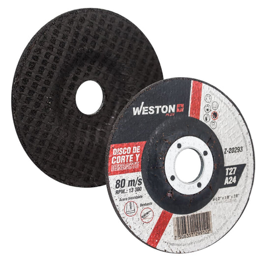 DISCO D/CORTE Y DESBASTE P/INOX. 4-1/2" x 5/32"(4) x 7/8" F42/F27 (Emp. c/10 Pzas - Precio x Pza) Z-20293