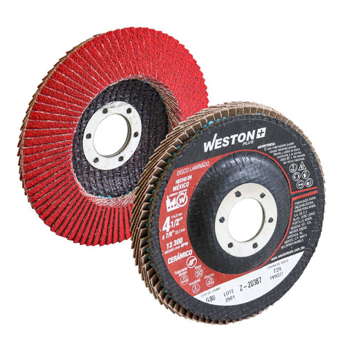 Disco Laminado Cerámico 4-1/2" Grano 120 T29 Respaldo Fibra de Vidrio Alta Densidad | Z-20385