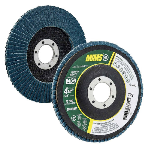Disco Laminado Zirconia 4-1/2" Grano 80 T29 Respaldo Fibra de Vidrio MIMS | Z-20397