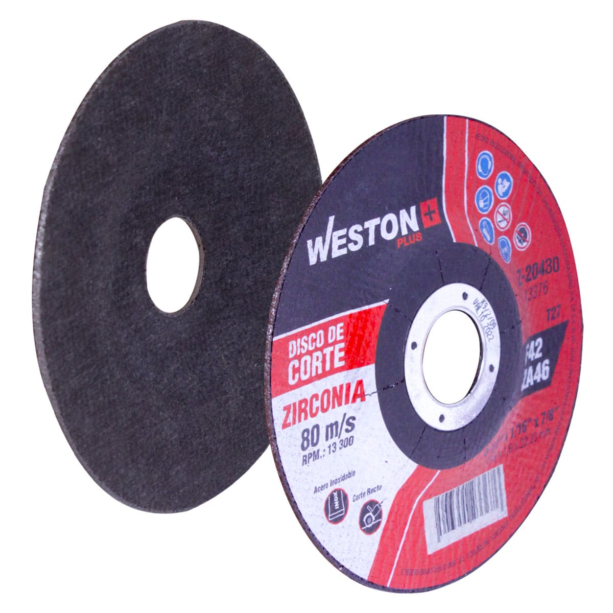 DISCO D/CORTE P/INOX. D/ZIRCONIO 4-1/2" x 1/8"(3.17) x 7/8" F42 (Emp. c/10 Pzas - Precio x Pza) Z-20430