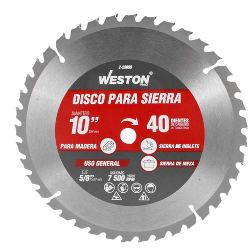 Disco Para Sierra Circular Para Madera 10'' X 5/8'' 40DT