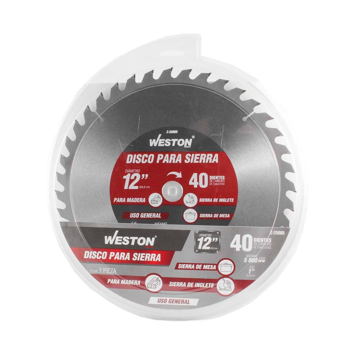 Disco para Sierra de Madera 12" 40 Dientes Weston Z-25085
