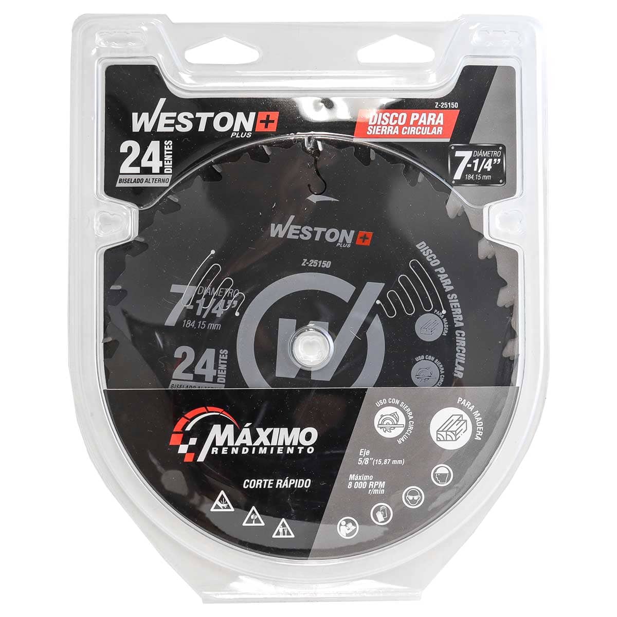 Disco para Sierra Circular 7-1/4" 24 Dientes para Madera Weston Z-25150
