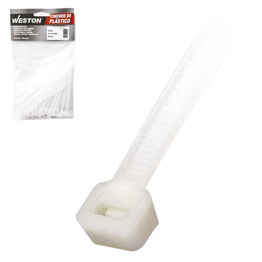 Cincho Plástico Blanco 4.8 x 450MM Bolsa con 100 Piezas | Z-51225