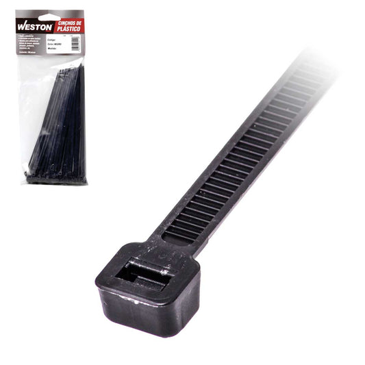 Cincho Plástico Negro 9.0 x 600MM Bolsa con 100 Piezas | Z-51260