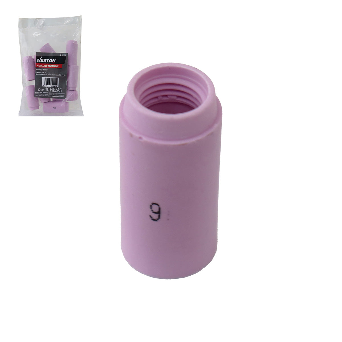 Boquilla de Alúmina #6 13N10 3/8" para Antorcha TIG | Z-62598