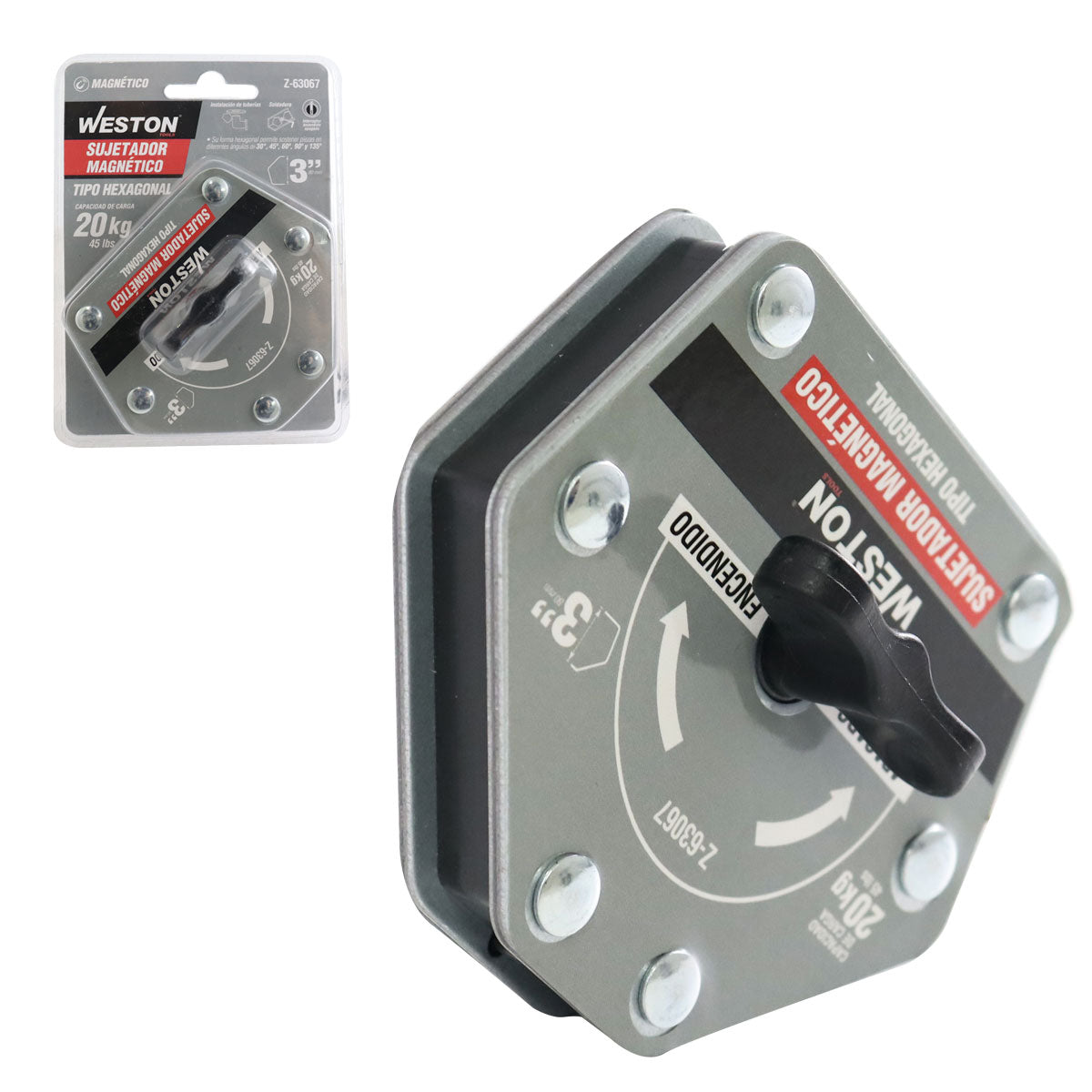 Sujetador Magnetico Tipo Hexagonal para Soldar 3" - 20KG | Z-63067