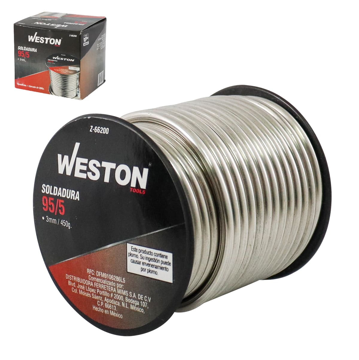Soldadura de Estaño Sólida 95/5 3 MM 450 G | Z-66200
