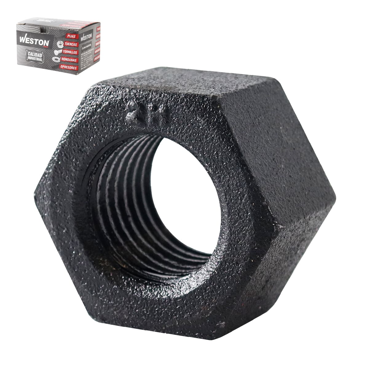 Tuerca Hexagonal Pesada Grado 2H 2-1/2-8 Acabado Pavonado - Alta Resistencia Estructural - Caja c/5 pzas | ZK-11238